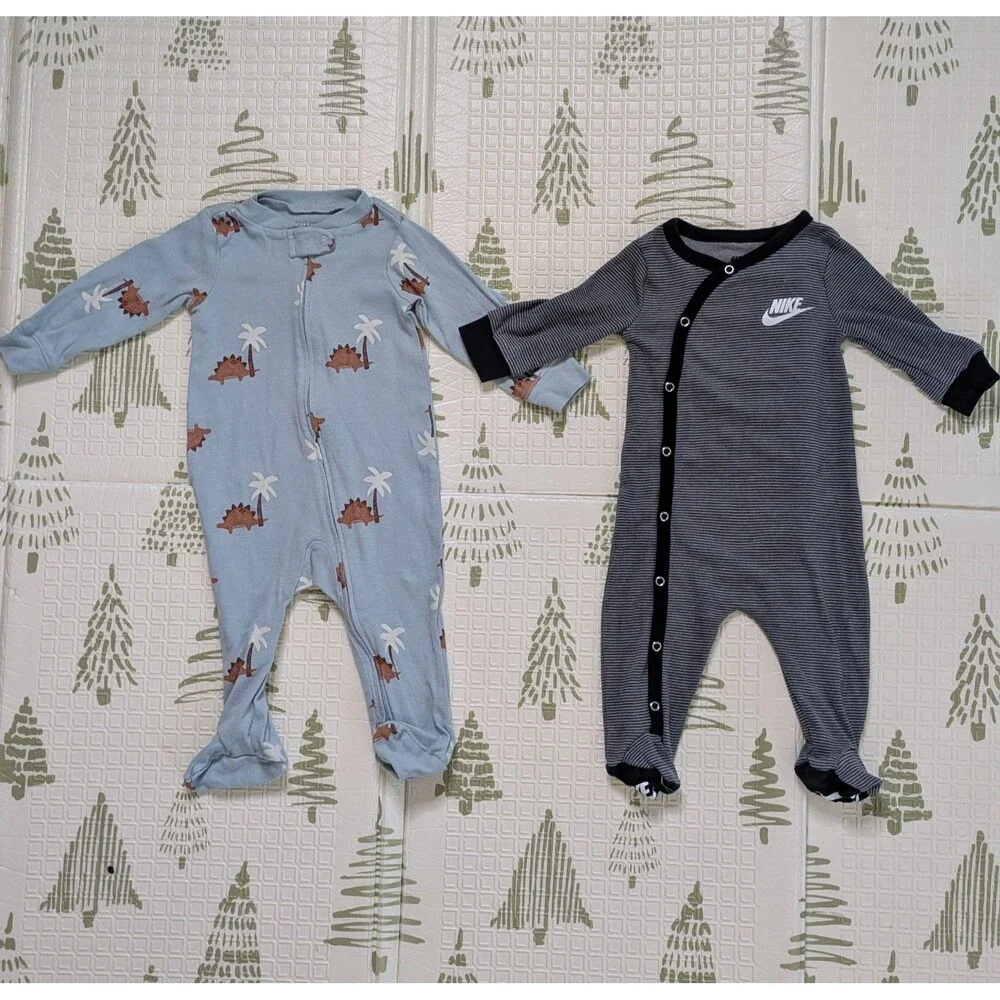Baby Boy Sleepers 6-9 Months 9 Pcs Carters Nike Old Navy Footed Pajamas Bundle